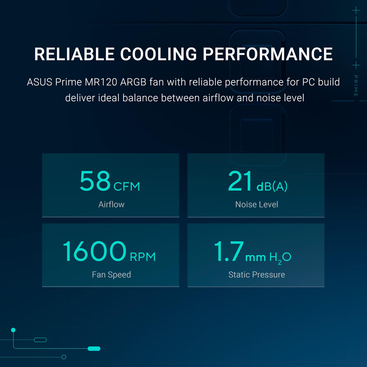 ASUS Prime MR120 ARGB Fan Black Triple Pack, 28mm Extra-Thick Frame, Quiet, high-Performance Cooling with PWM, 20 ARGB LEDs with Dual-Sided Frame