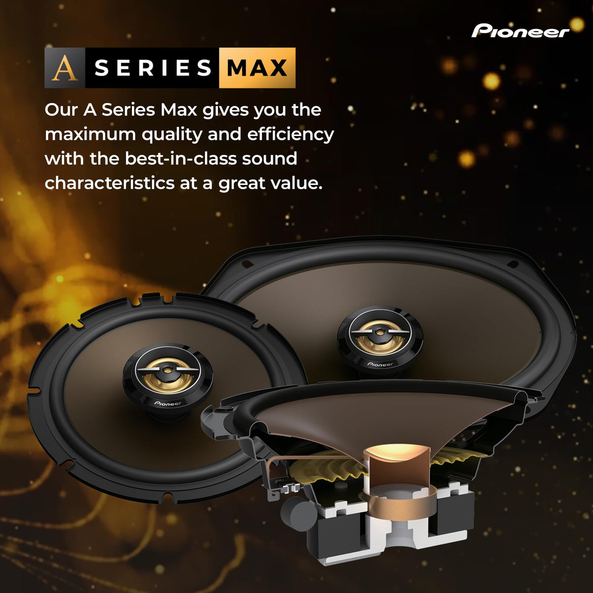 Pioneer A-Series MAX TS-A653CH 6.5" 2-Way Component Car Speakers 370W Max