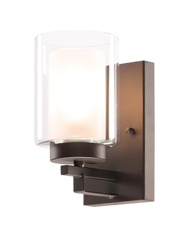 XiNBEi Lighting Wall Light 1 Light Bathroom Vanity Lighting with Dual Glass Shade in Dark Bronze Indoor Wall Mount Light XB-W1195-1-DB