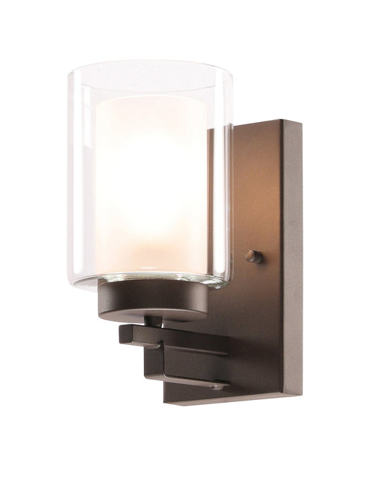 XiNBEi Lighting Wall Light 1 Light Bathroom Vanity Lighting with Dual Glass Shade in Dark Bronze Indoor Wall Mount Light XB-W1195-1-DB