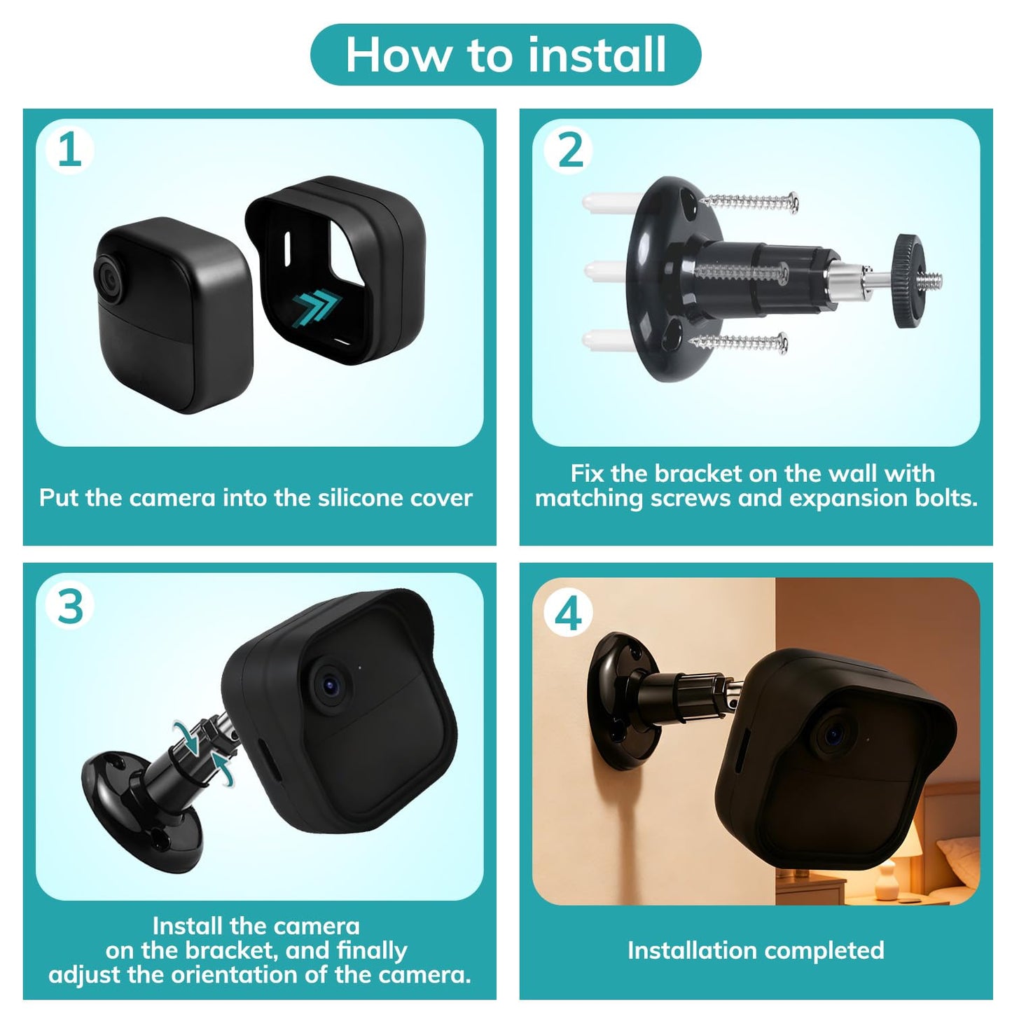 Blink Outdoor 4 Camera Wall Mount, 5 Pack Weatherproof Protective Housing and 360 Degree Adjustable with Blink Sync Module Outlet Mount for Blink