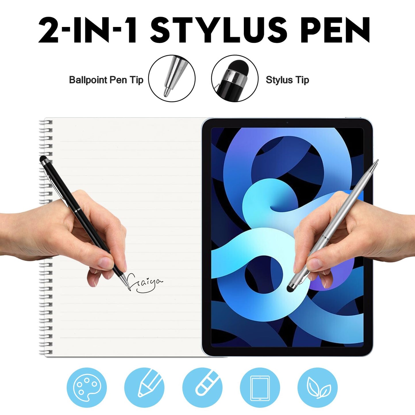 FIRCRE 15 Pack Stylus Pens for Touch Screens Stylus Pen Compatible with Phone Tablets Kindle and Black Ink Ballpoint Pens-2 in 1 Stylists pens