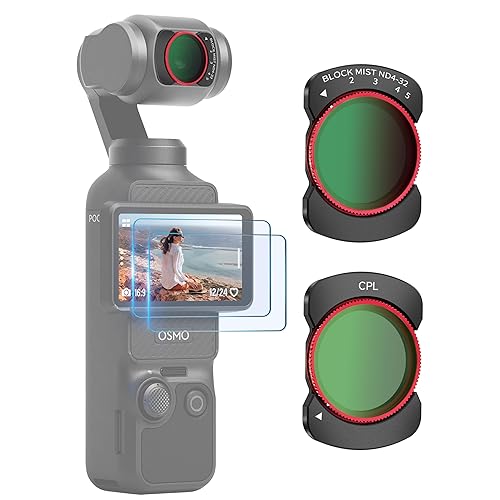 Variable ND 4-32 Filter with 1/4 Black Mist/CPL Filters for DJI Osmo Pocket 3/Xtra Muse, Ultra-Thin Portable Magnetic ND + CPL Filter Set with 2