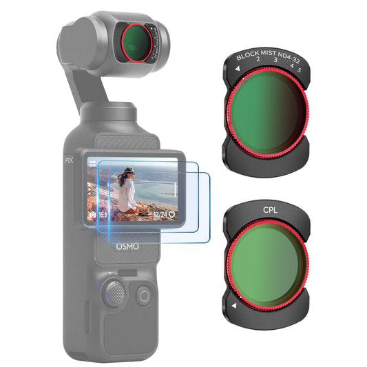 Variable ND 4-32 Filter with 1/4 Black Mist/CPL Filters for DJI Osmo Pocket 3/Xtra Muse, Ultra-Thin Portable Magnetic ND + CPL Filter Set with 2
