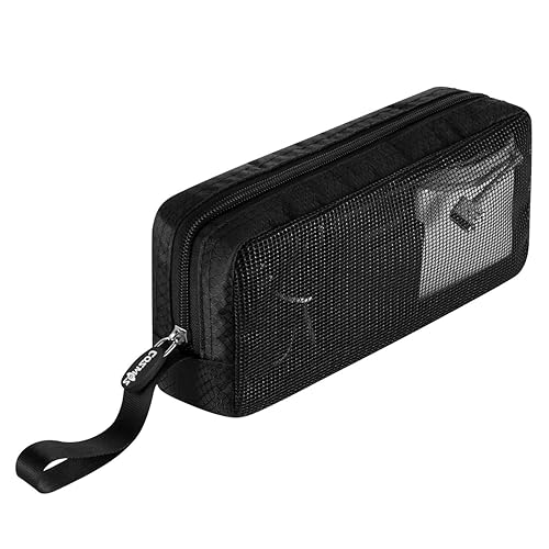 CM Travel Cable Organizer Case Portable Computer Accessories Zipper Mesh Pouch for Holding Laptop Mouse, Power Bank, USB, Adapter, Charger, Cellphone