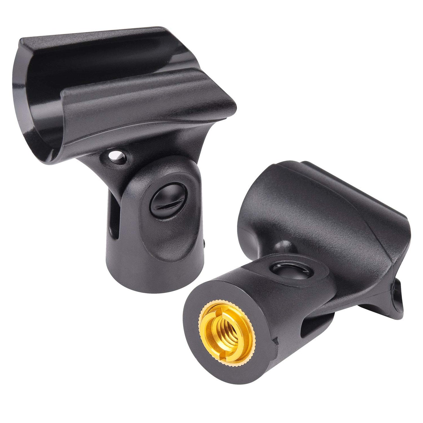 Universal Microphone Clip Holder with Nut Adapters 5/8" to 3/8",Black,5 Pack