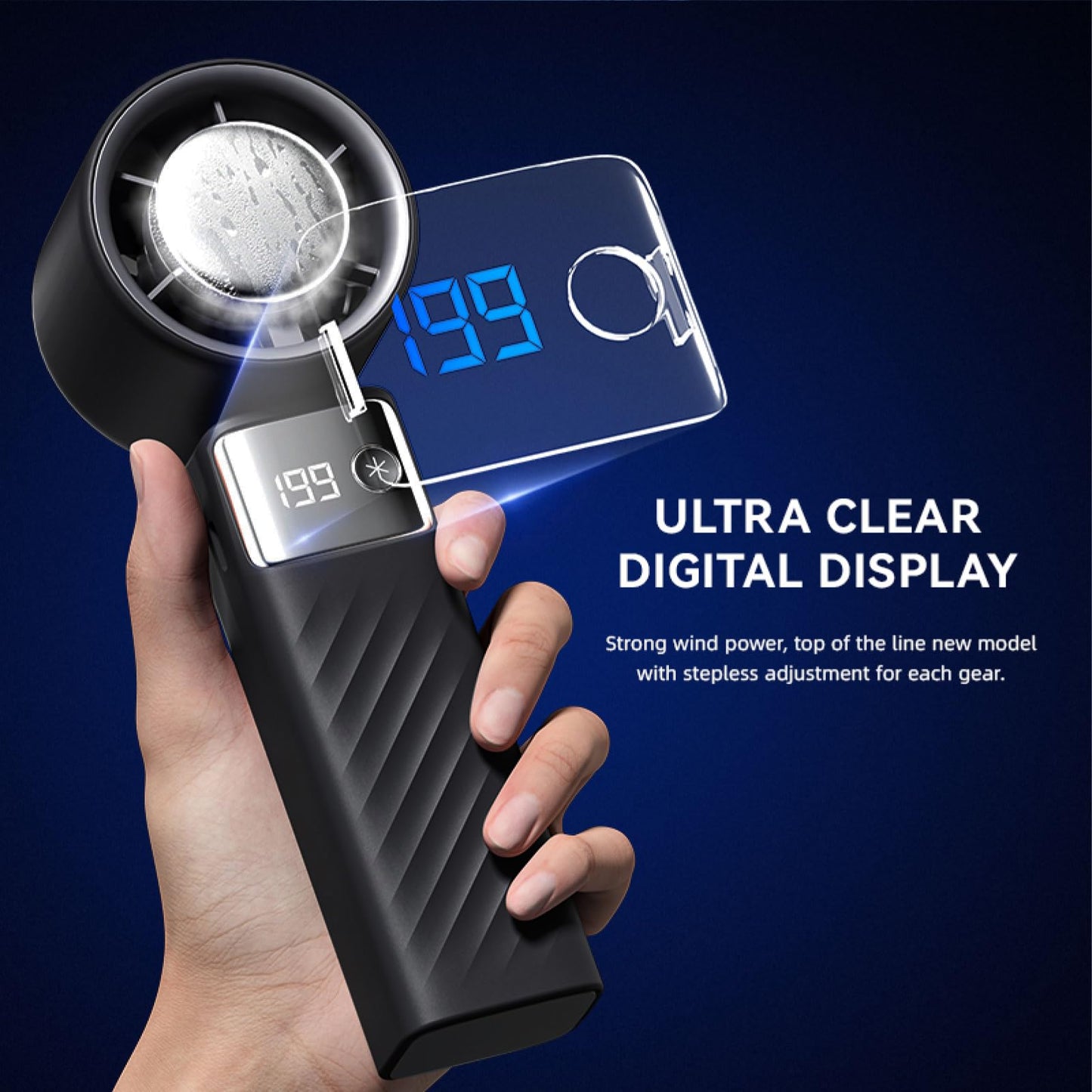 Handheld turbofan, battery driven, 199 speed, running time of 20 hours, air turbine technology cooling, including cooler, suitable for outdoor