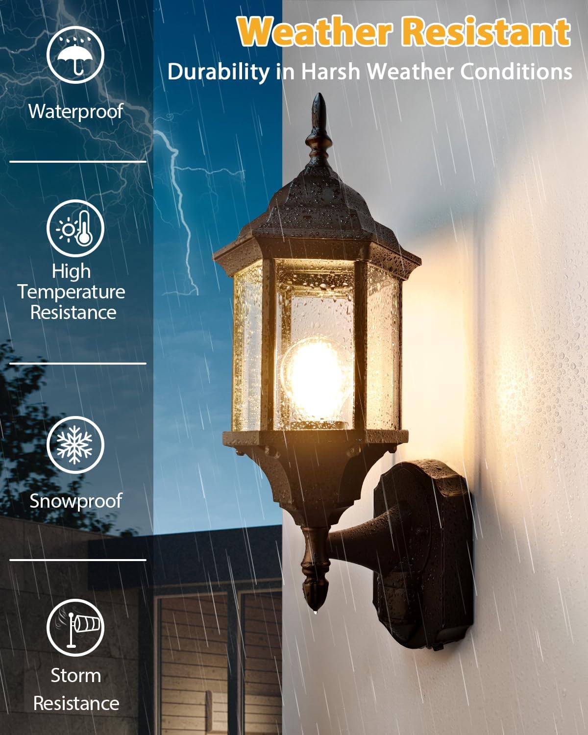 Redluck Motion Sensor Outdoor Lights, 2 Pack 16 inch Dusk to Dawn Outside Porch Lights, Waterproof Anti-Rust Aluminum Outdoor Wall Lights Exterior