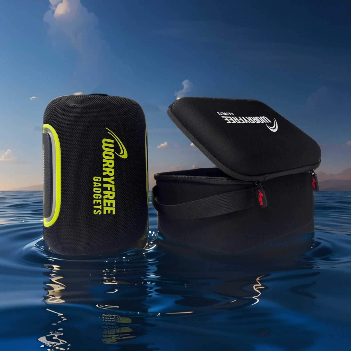 Portable Bluetooth Speaker 65W, IPX6 Waterproof, LED Lights, Bass Sound with Carrying Case, Black