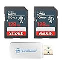SanDisk (2 Pack) 128GB Ultra SD Memory Card 100MB/s Class 10 UHS-I SDXC (SDSDUNR-128G-GN3IN) Bundle with 1 Everything But Stromboli Multi-Slot Memory