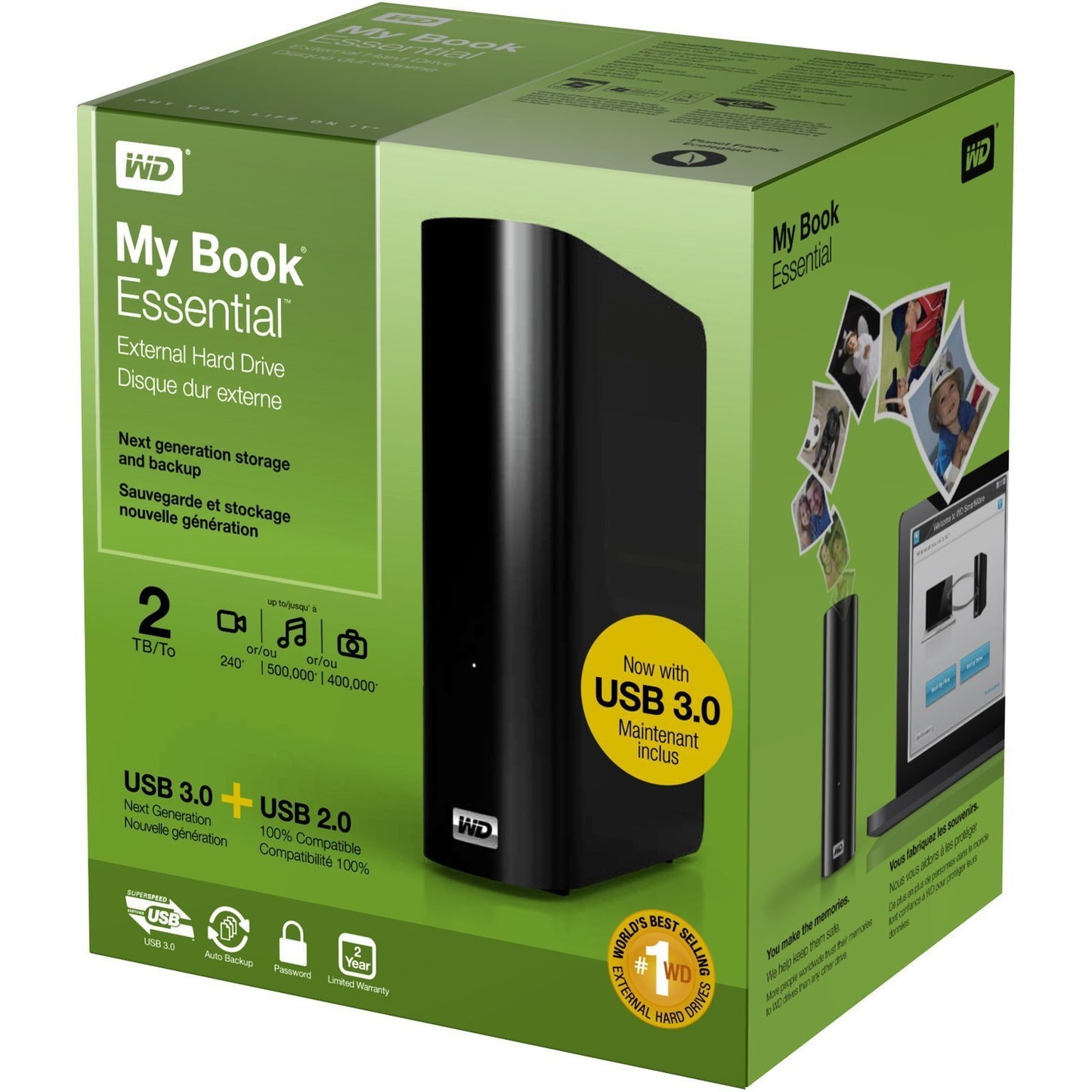 WD My Book 2TB External Hard Drive Storage USB 3.0 File Backup and Storage