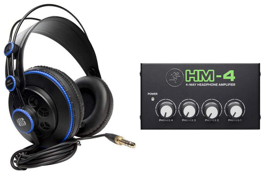 PreSonus HD7 Studio Monitoring Headphones Bundle with Mackie 4Way Distribution Amplifier Amp