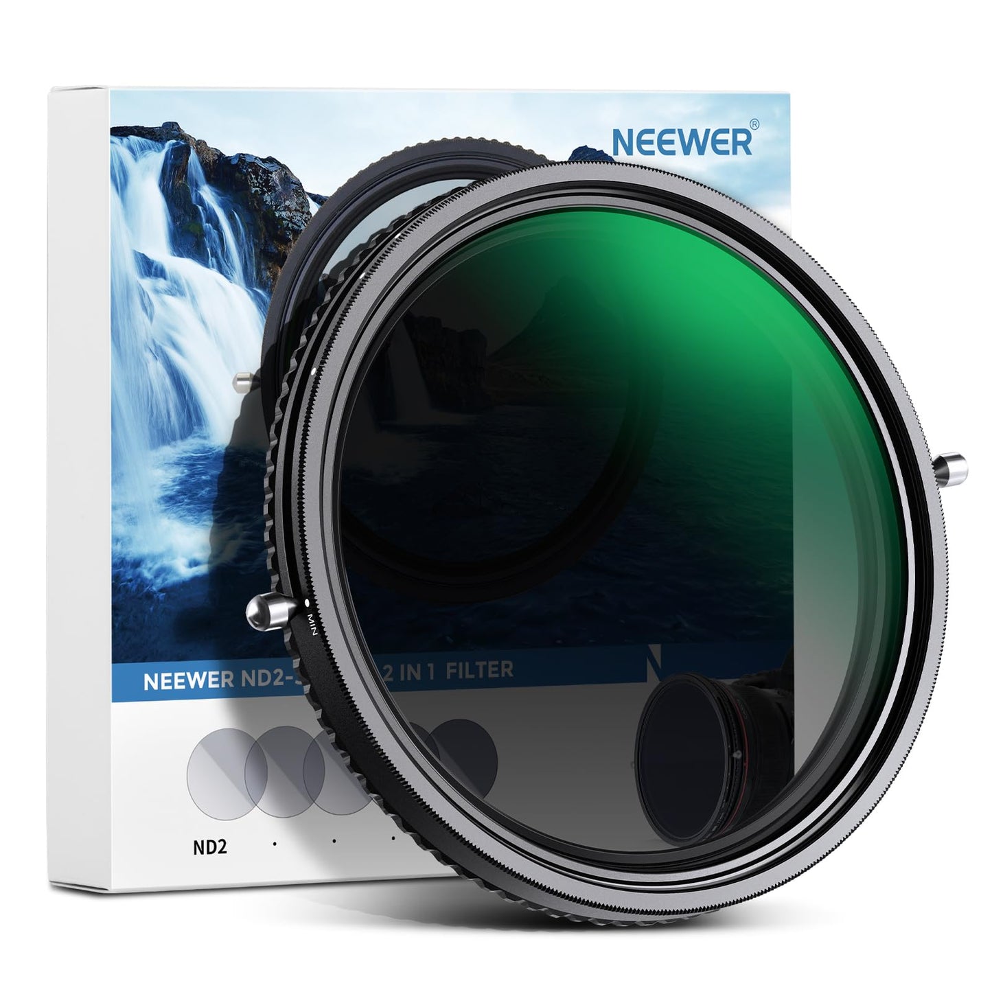 NEEWER 2 in 1 82mm Variable ND Filter ND2-ND32&CPL Filter(Circular Polarizer Filter) No X Cross/30 Layer Nano Coated/HD Optical Glass/Ultra Slim