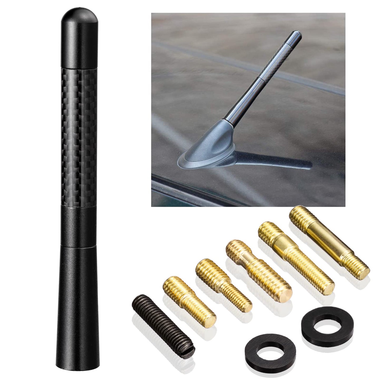 Bingfu Vehicle Antenna Mast Carbon Fiber Car Truck Antenna Replacement