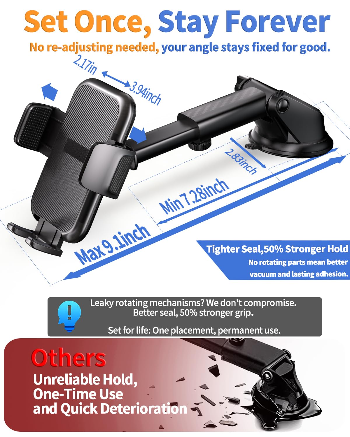RayLink Phone Holders for Your Car 2026 Ultimate Phone Mount Military-Grade Windshield Dashboard Vent?Newest Best Strongest? Cell Phone Car Mount