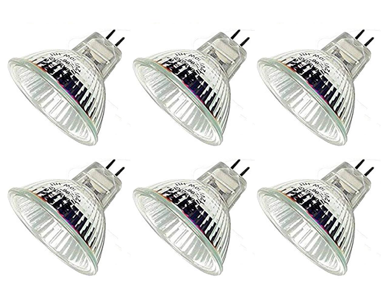 10Watt 12Volt MR16 Halogen Light Bulbs, 120 Lumens Bi Pin Wide Beam 4000Hr Life, 2700K Warm White Precision Reflector Fiber Optic Light Bulb (6 Pack)
