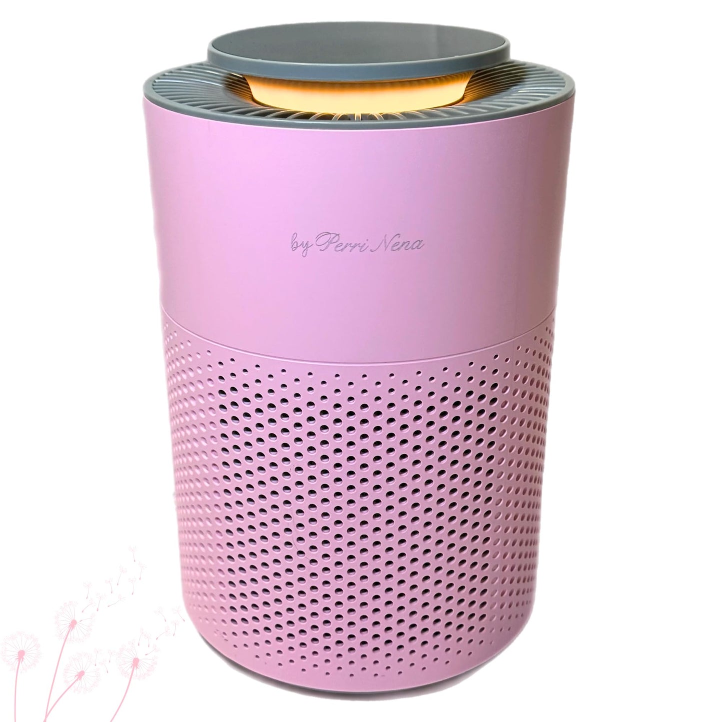 Air Purifier with True HEPA Filter and Cold Plasma Technology, with 360° air inlet, night light, timer, Compact Size, Pink