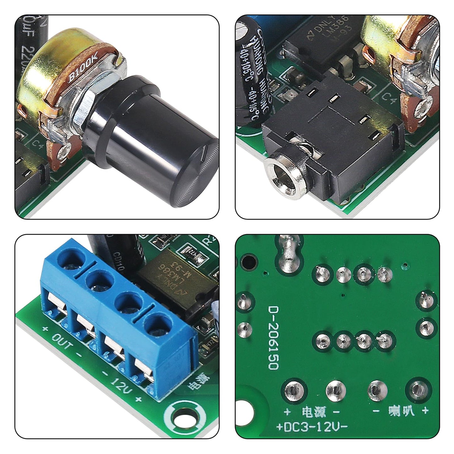 JUZITAO 6Pcs LM386 10W Mini Power Amplifier Board Audio Amplifier Module DC 3-12V Volume Adjustable Control