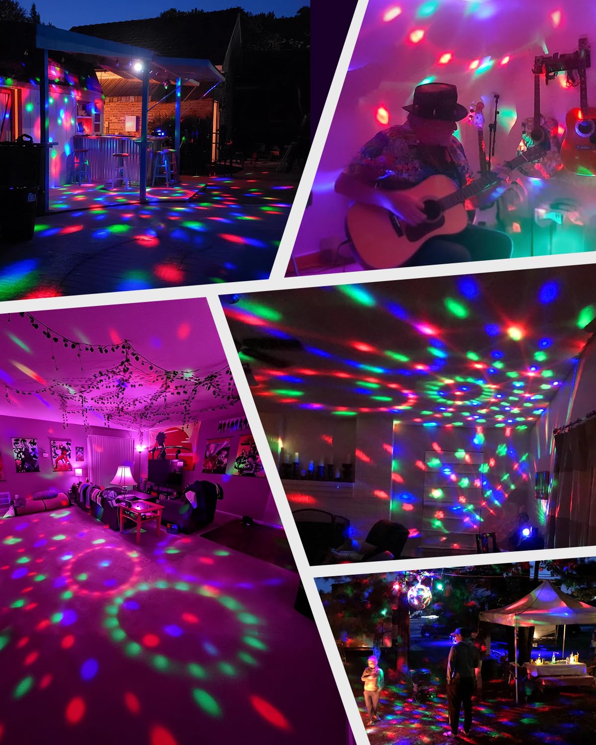 Luditek 2-Pack Portable Sound Activated Party Lights Indoor, Battery Powered/USB Dj Disco Ball Strobe Lights for Car Room, Adults Gifts, New Years Eve
