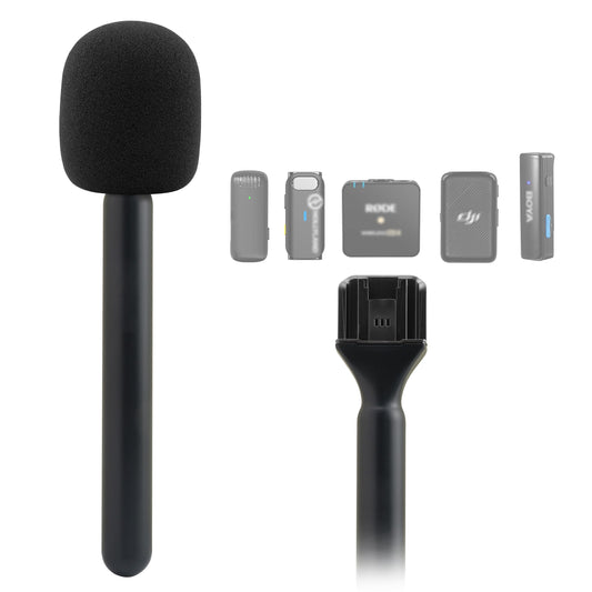 JCMOYUTY for Dji Handheld Mic Adapter, Stand for DJI/RODE/HOLLYLAND/BOYA/GODOX/ULANZI/Comica and More Wireless Transmitter Holder Interview Go Handle