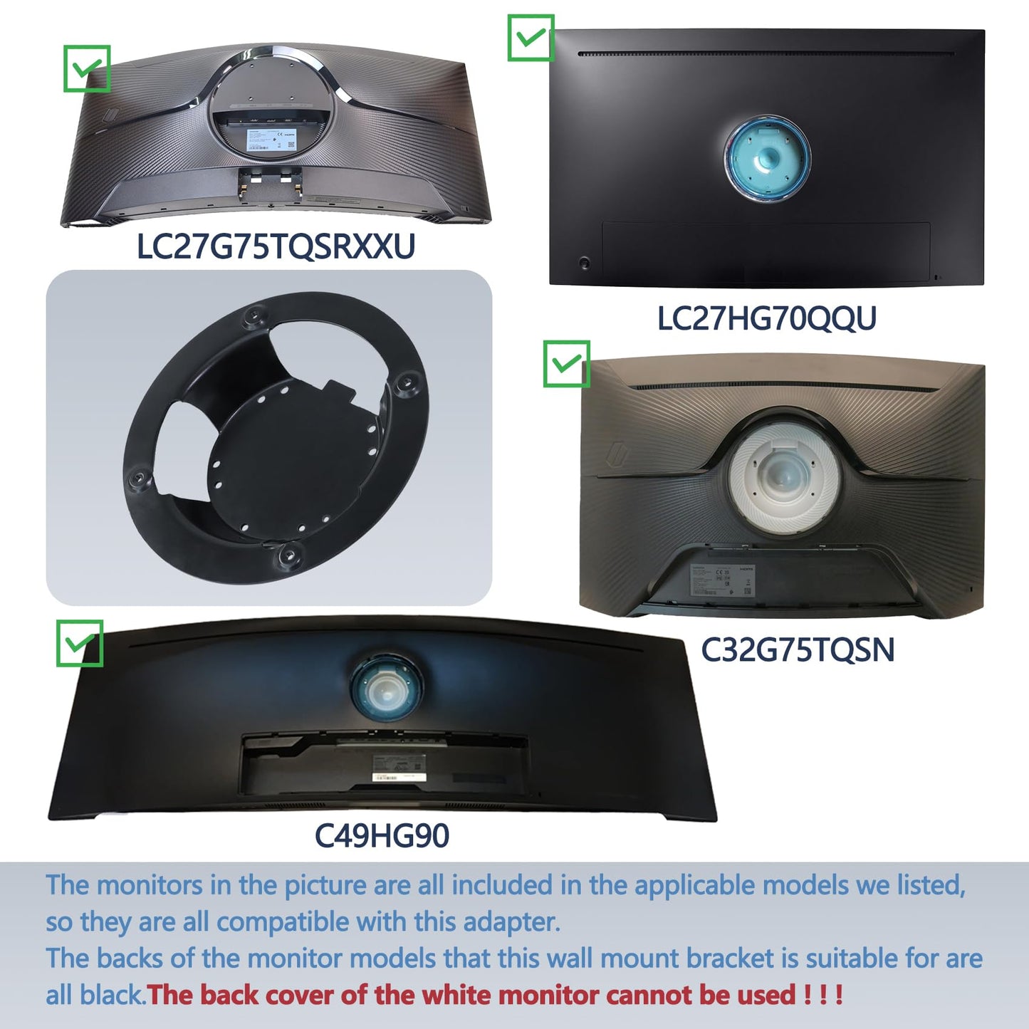 Odyssey G7 Monitor Mount Adapter Compatible with Samsung Odyssey G6 G7 vesa Mount (Fits 27'' 32'' G65B G75T G77T CHG70 28''G70A G70B 49''CHG90 CJ890
