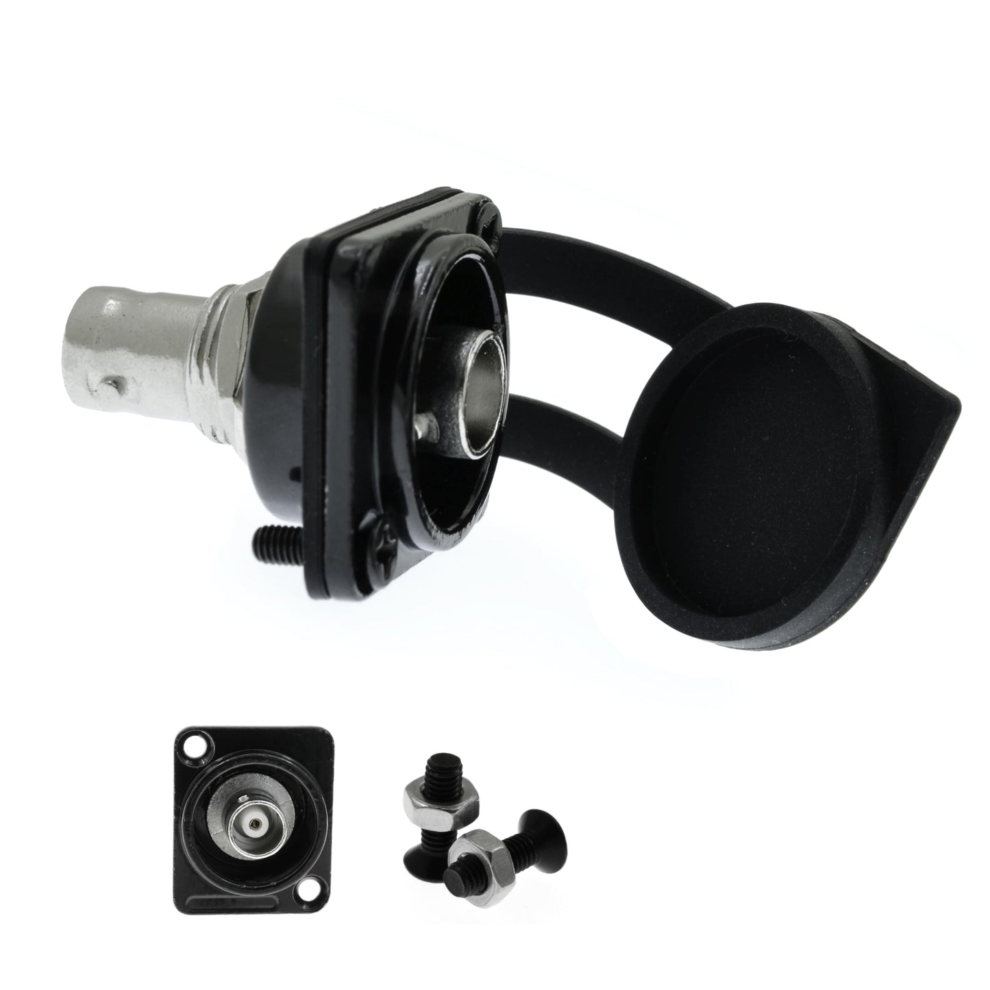 YiKaiEn 50 Ohm BNC D-Type Panel Mount Connector with Waterproof Cover - Gold-Plated SDI Video Coaxial Female-to-Female Adapter, Sturdy Chassis