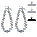 Yeazon Cell Phone Wrist Strap Crystal Beaded Phone Chain Bling Mobile Lanyard Keychain Wristlet Bracelet for Women,2Pcs (Purple)