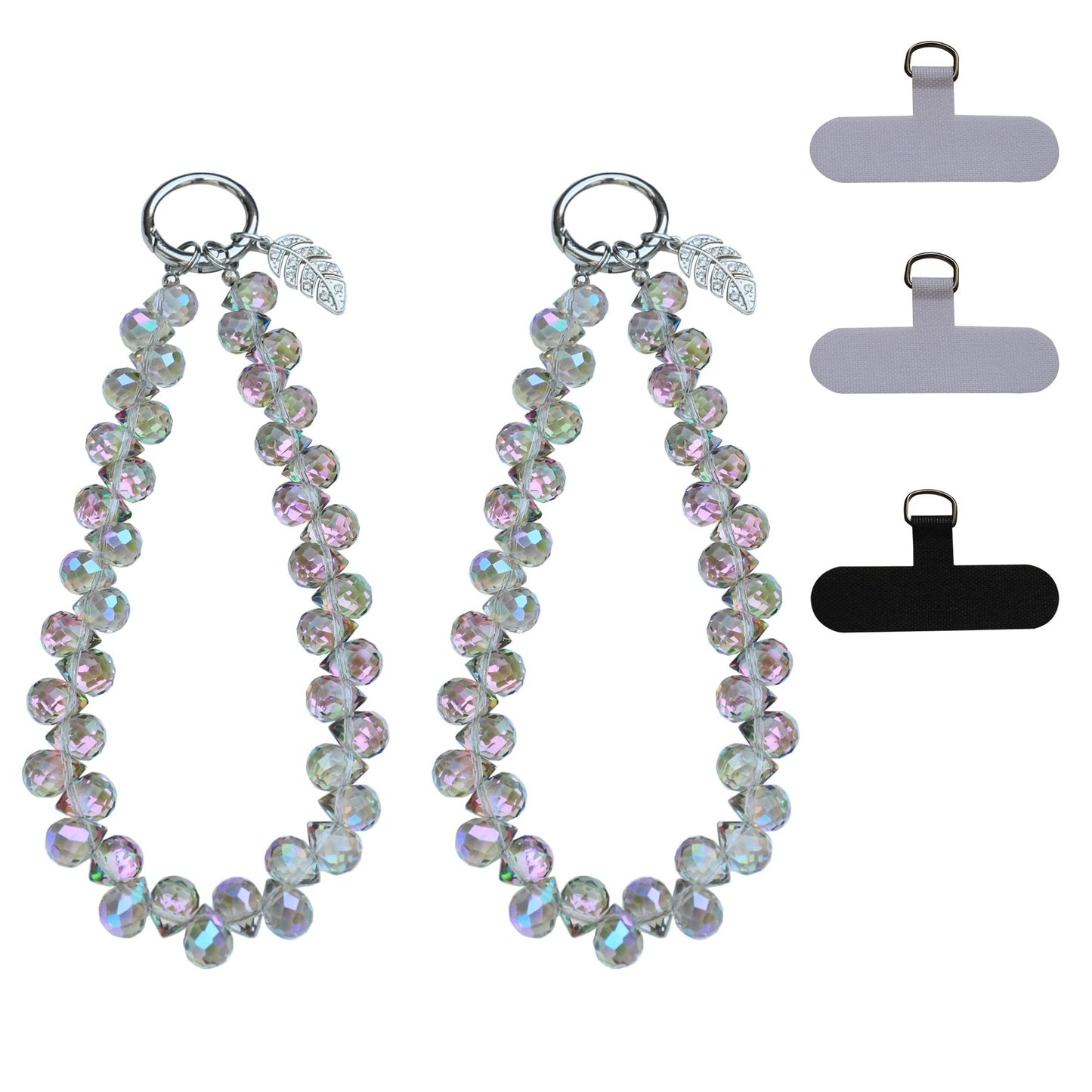 Yeazon Cell Phone Wrist Strap Crystal Beaded Phone Chain Bling Mobile Lanyard Keychain Wristlet Bracelet for Women,2Pcs (Purple)