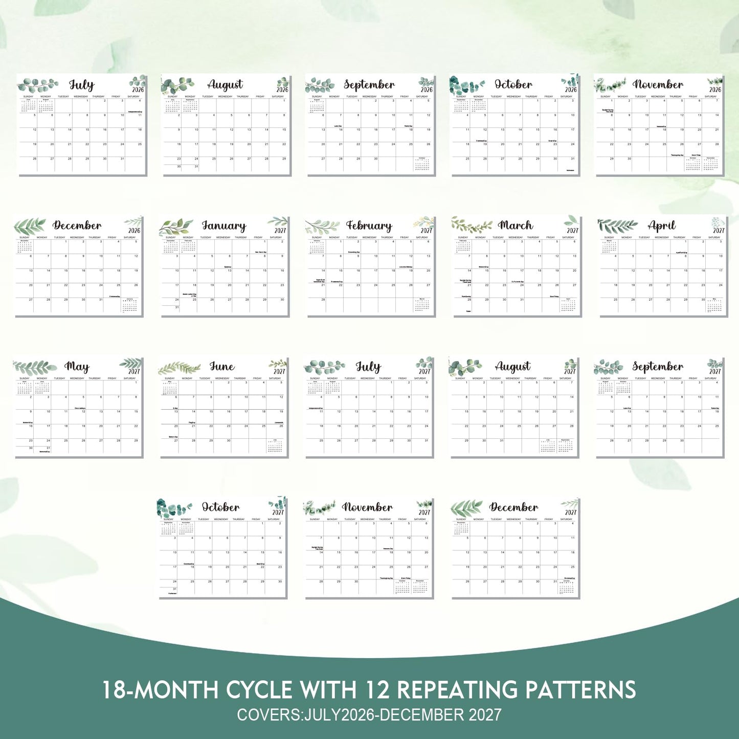 Comix 2026-2027 Wall Calendar, 18 Months Jul 2026 - Dec 2027 Monthly Planner, 120 GSM Thick Paper Lined Blocks, Hanging Calendar for Home Office