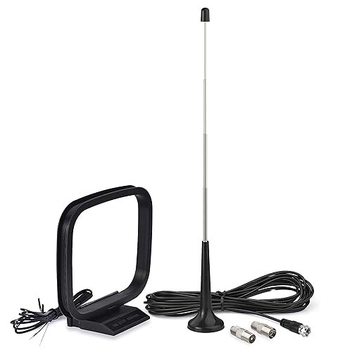 Bingfu Magnetic Base Telescopic FM Antenna and AM Loop Antenna for Pioneer Onkyo Yamaha Marantz Indoor Digital HD Radio FM Bluetooth Home Stereo