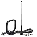 Bingfu Magnetic Base Telescopic FM Antenna and AM Loop Antenna for Pioneer Onkyo Yamaha Marantz Indoor Digital HD Radio FM Bluetooth Home Stereo