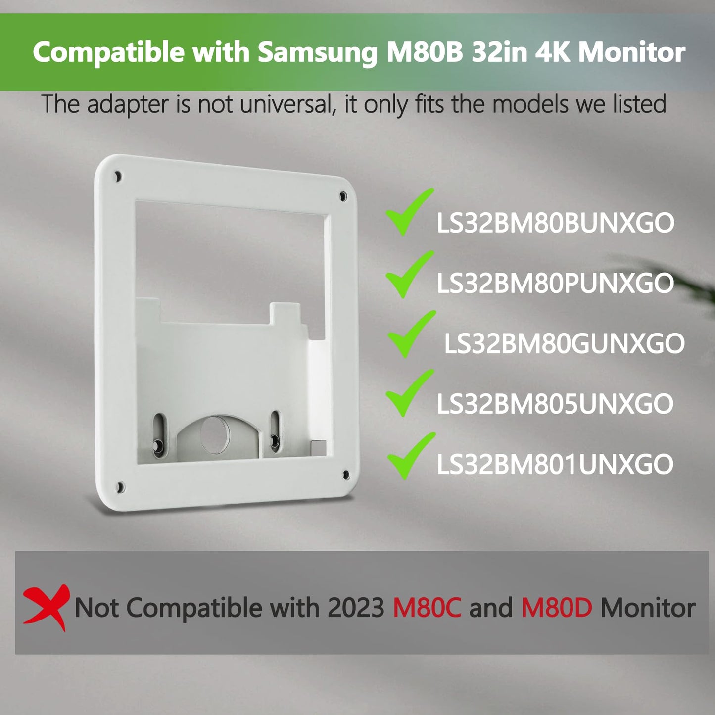 M80B VESA Adapter Compatible with Samsung M8 Series 32in 4K Monitor for 32M80B, 32BM80, LS32BM801?LS32BM80B?LS32BM80G?2022 Model?Not Compatible