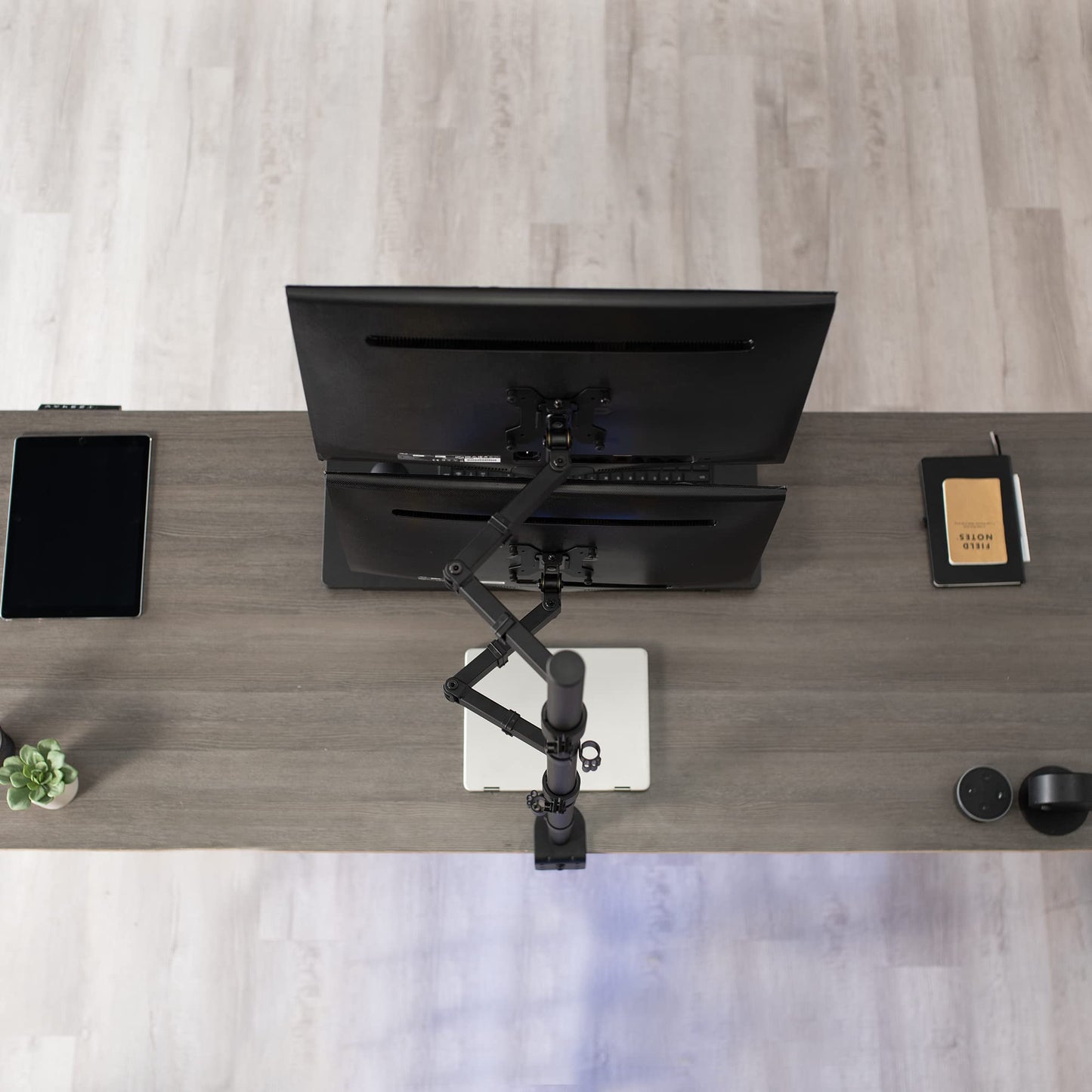 VIVO Extra Tall Vertically Stacked Dual Monitor Desk Mount Stand with 39 inch Stand-up Pole, Fully Adjustable Extended Arms, Fits 2 Screens up to 27