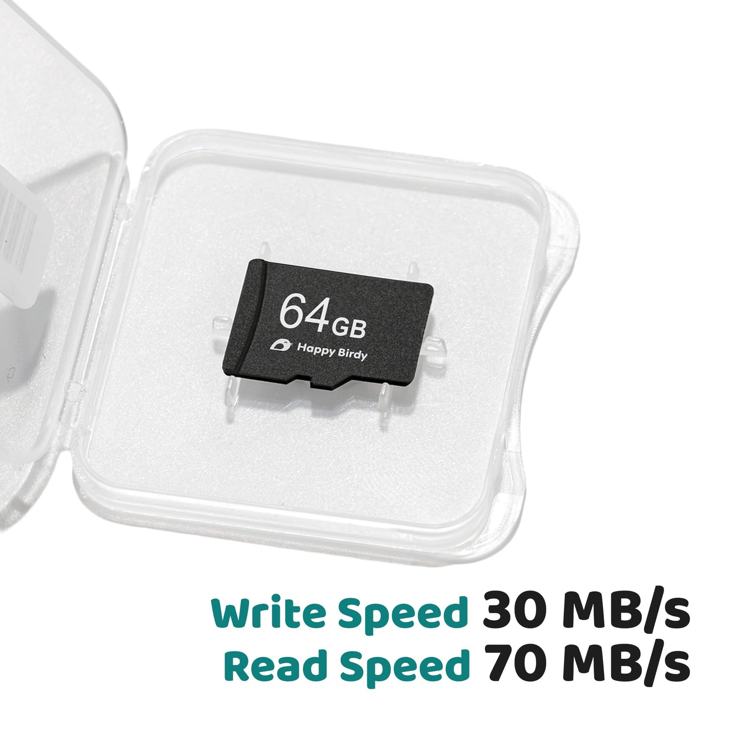 WuzuTech Happy Birdy 64GB MicroSD Card - TF Memory Card for Happy Birdy Smart Feeder | U3 A1 | 4K Video Recording | Waterproof, Heat-Resistant