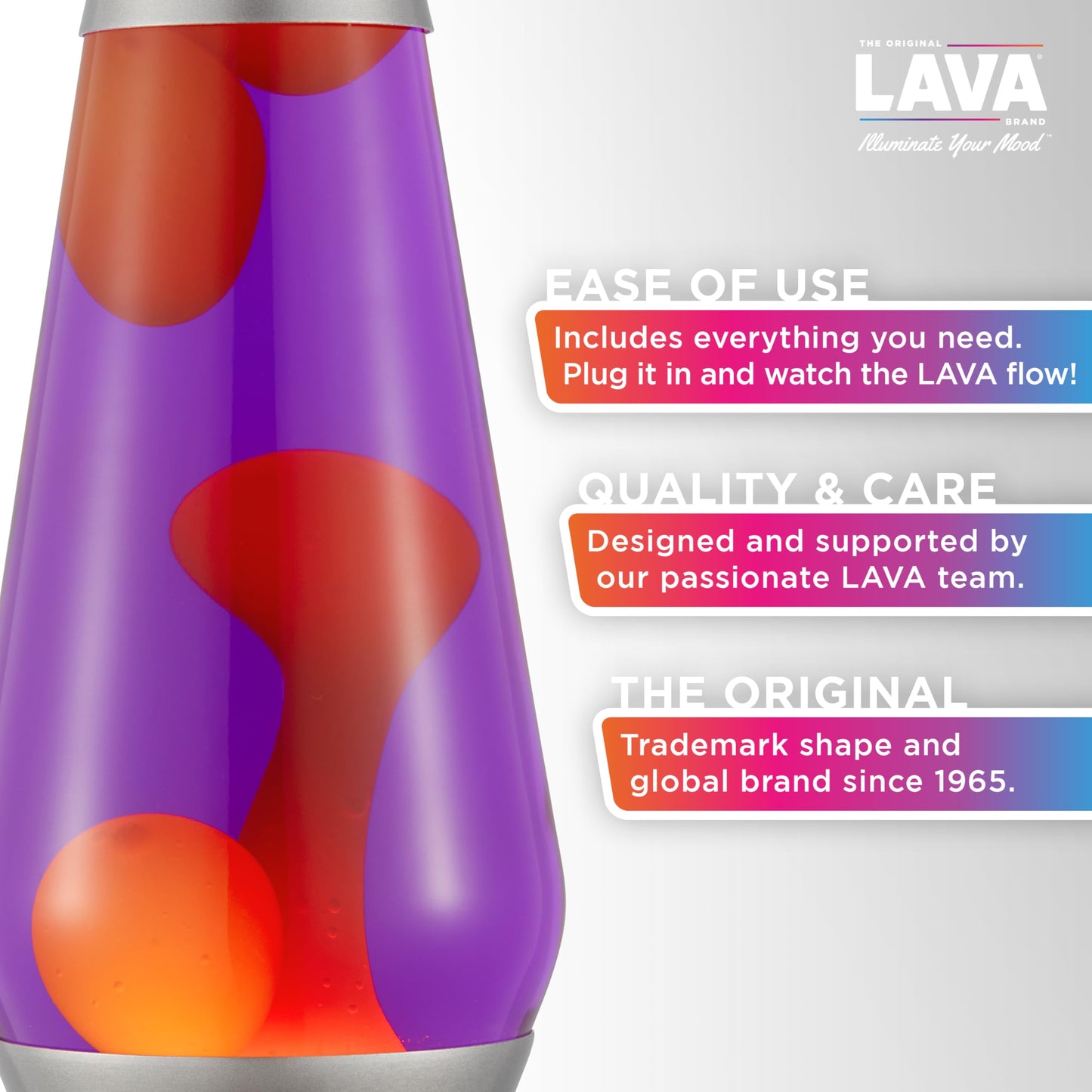 The Original Lava® Lamp - Large 52oz 16.3" - Vivid Twilight - Classic Liquid Motion Lamp - Orange Lava and Purple Liquid - Item #5119 (Amazon