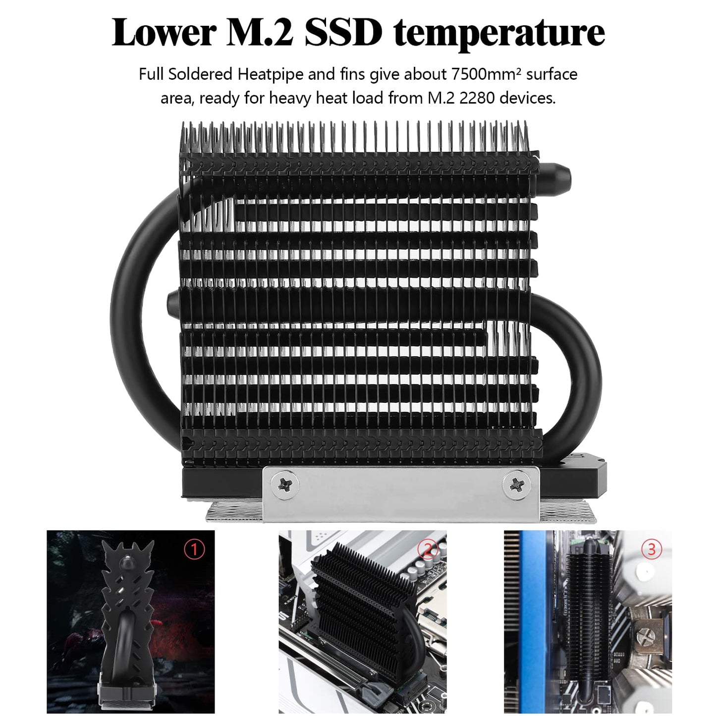 Thermalright HR-09 2280 PRO Black SSD heatsink, Double-Sided Heat Sink, with Thermal Silicone Pad for M.2 SSD PC and Computer,Desktop High Performance