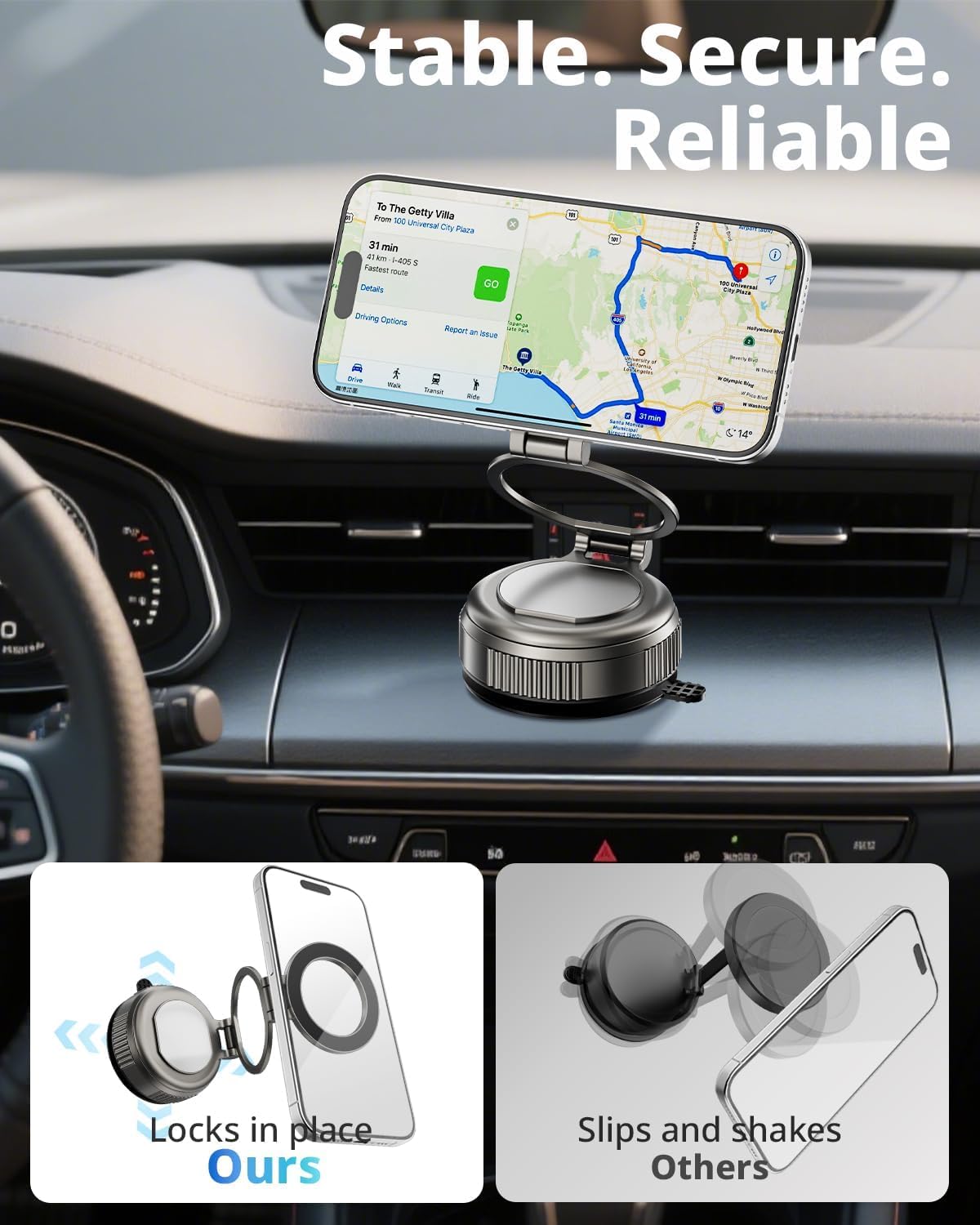 UBeesize 2025 Upgraded 360° Magsafe Vacuum Magnetic Car Phone Holder [108+LBS Strongest Suction&3000gf Dual-Lock Nano Gel] Dashboard & Windshield