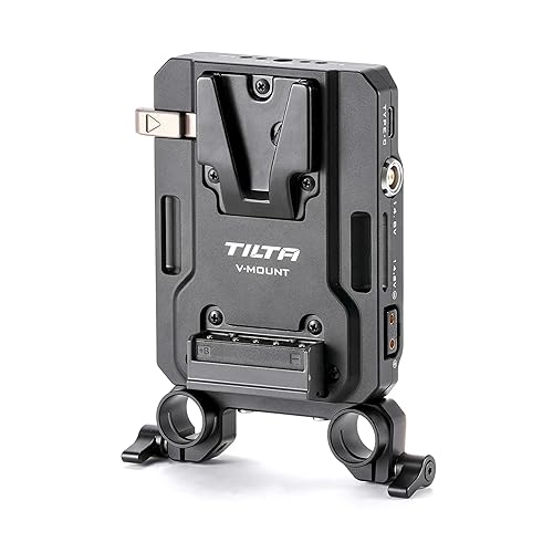 Tilta Mini PD V Mount Battery Plate - Black | Include P-Tap, USB-C and 2-Pin Lemo Connections | Security Straps | Compatible with Dual 15mm LWS Rods |