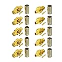 BINGFU SMA Female Bulkhead Mount Crimp Solder Attachment 50 Ohm Gold Plated Copper Connector (10-Pack) Compatible with RG58 RG303 RG141 RG142 RG400