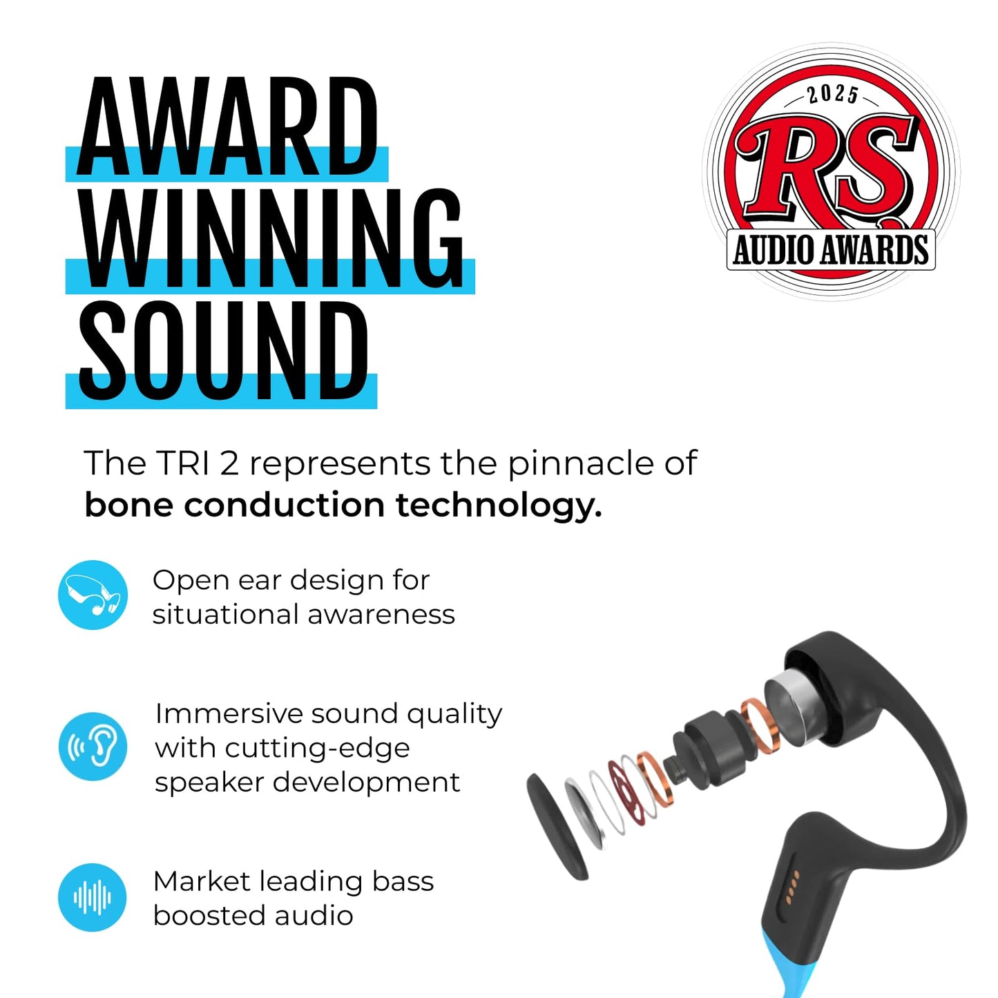 H2O Audio TRI 2 Multisport Waterproof Bone Conduction Open Ear Headphones, Bluetooth 5.3 for Running and Cycling, MP3 Mode for Swimming, 8GB Memory…