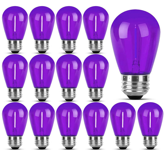 LRSUEYSKIN S14 Purple LED Bulbs 1W S14 LED Bulb Shatterproof Plastic Outdoor Indoor Filament Replacement Bulbs E26 Base Decorative LED String Light