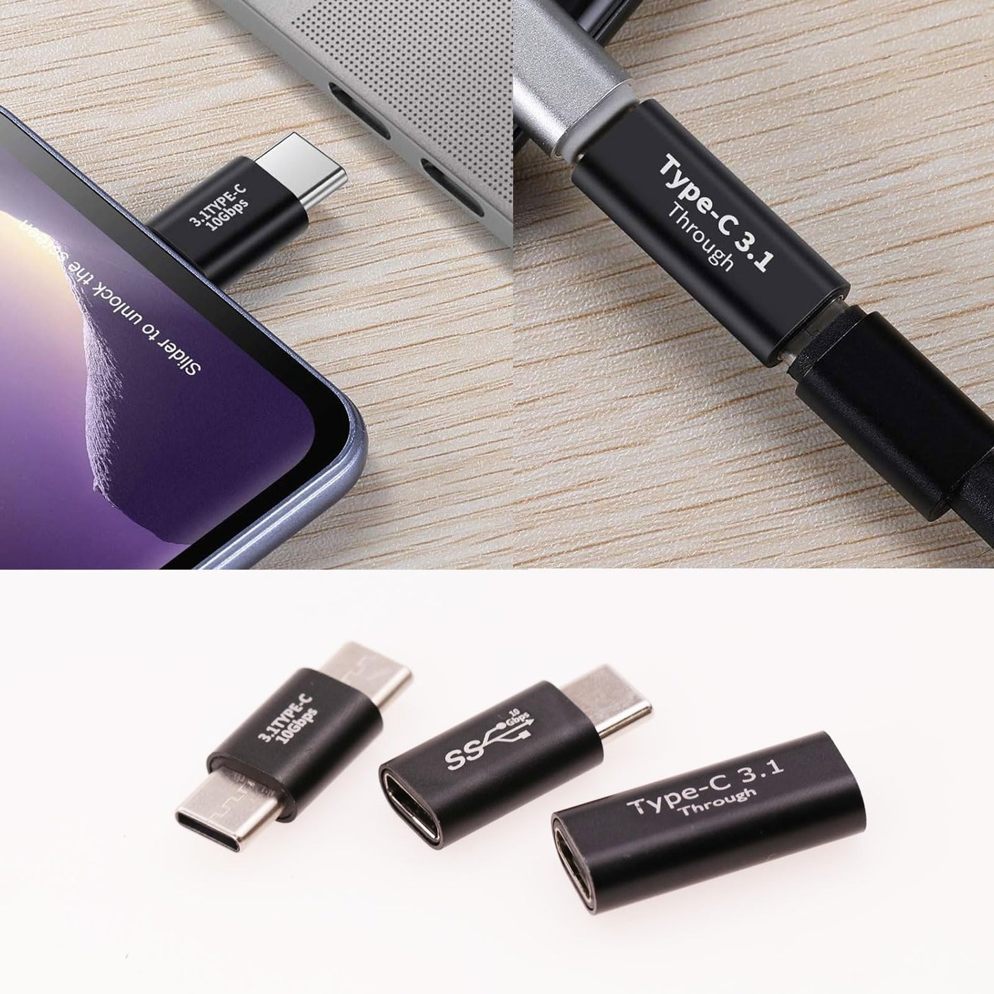 Pastall USB C 3.1 Adapter Set - 3 Styles: Male to Male, Female to Female, Male to Female - Type C Adapter Compatible With MacBook, Nintendo Switch…