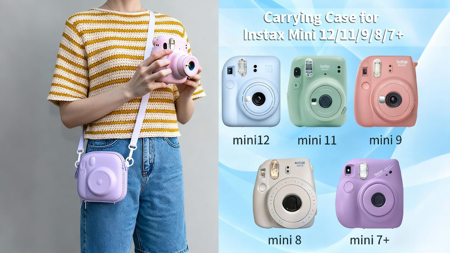 CltrCr Camera Protective Case for Instax Mini Camera, Hard Carrying Case EVA Storage Protective Bag with Shoulder Strap for Fuji Mini