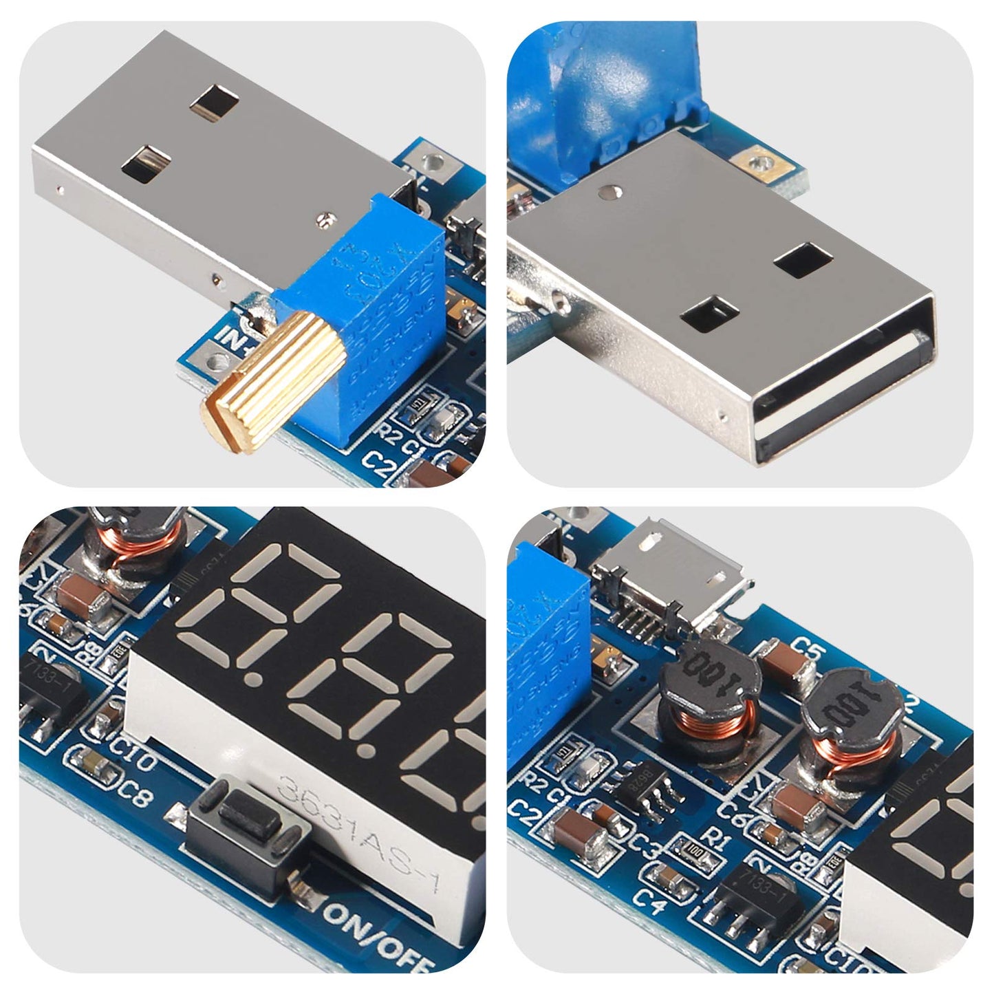 ACEIRMC 3pcs USB Buck Boost Converter 3.5V-12V to 1.2V-24V DC-DC Step Up Step Down Power Supply Module Voltage Regulator 5V to 3.3V 9V 12V 18V 24V