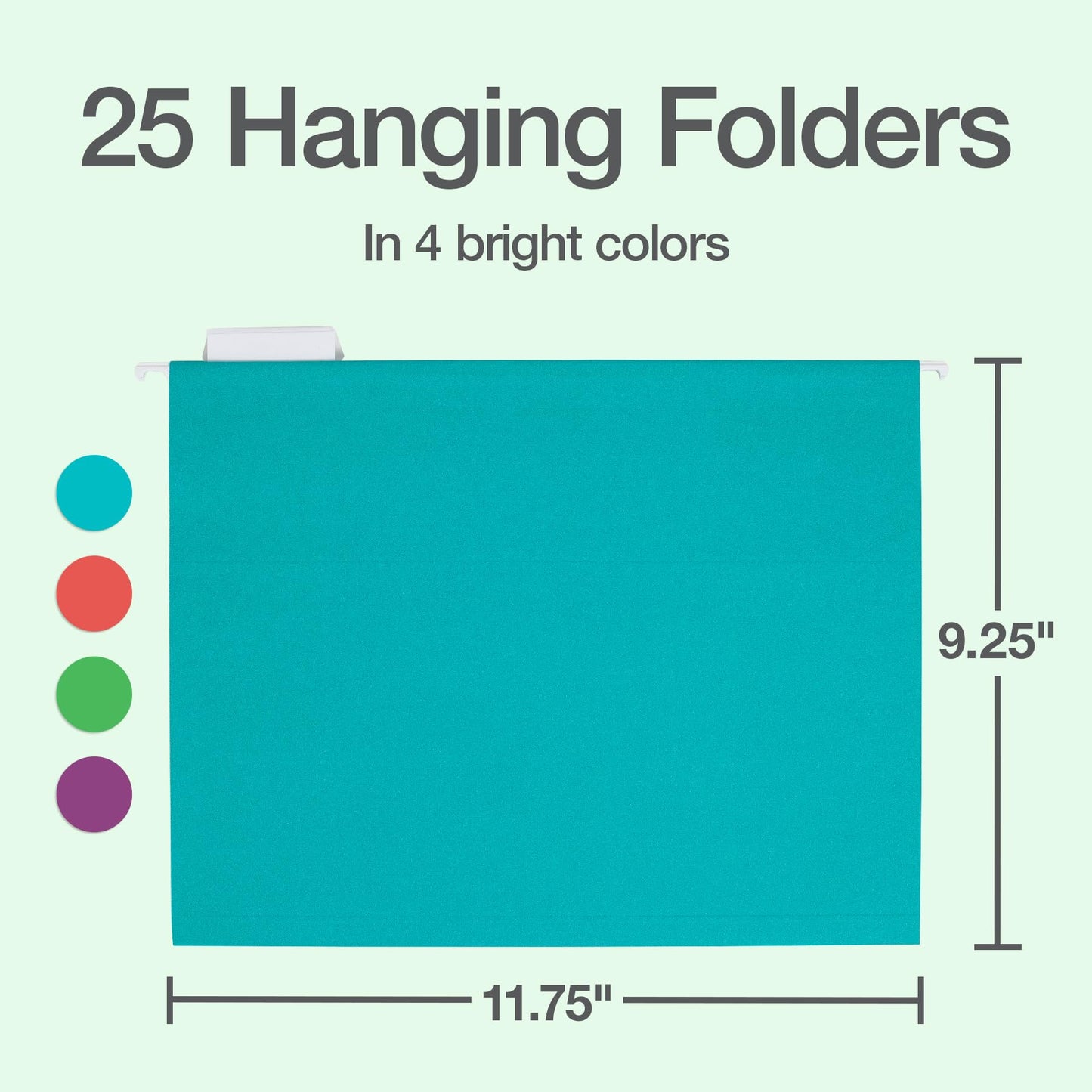 Oxford Hanging File Folders, 25 Pack, Letter Size (8.5" x 11"), 4 Tropical Colors, 5 Tab Positions, Includes Tabs and Inserts, Hanging Files