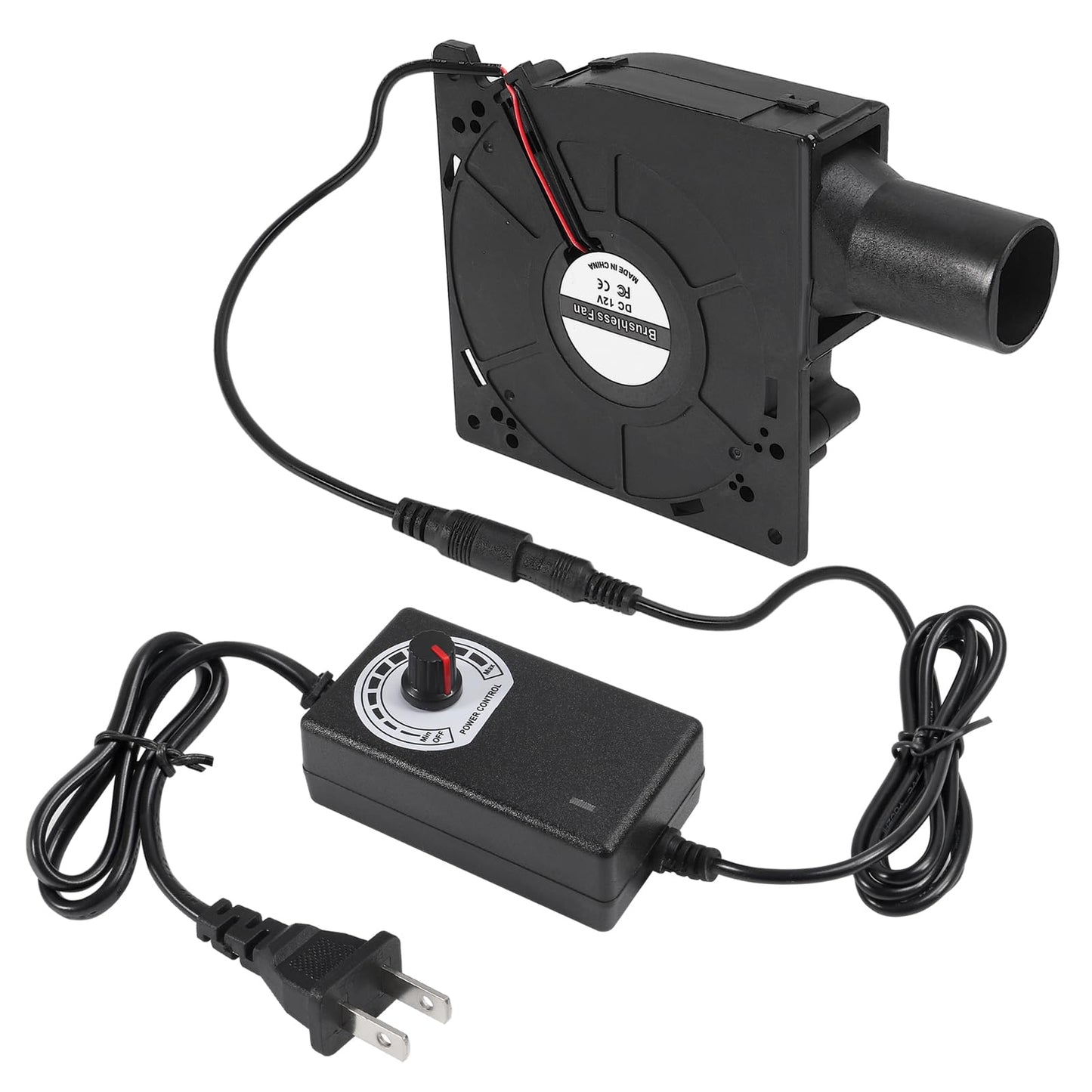 120mm BBQ Fan 12V 4.72in Blower Brushless with 110V/120V Variable Speed Controller Fan Air Mover Cooling for Camping Quick Charcoal Starter,Outdoor