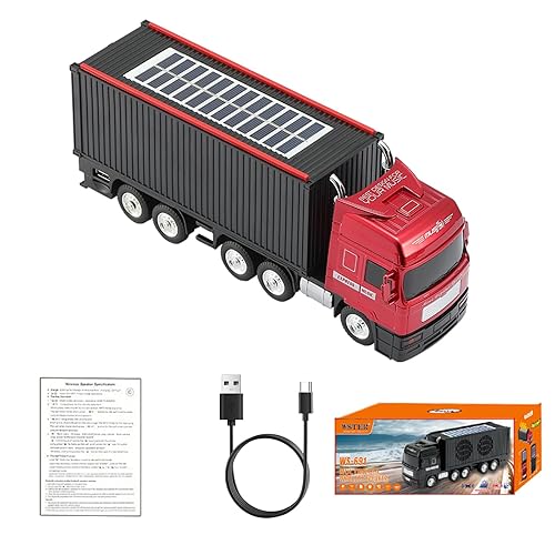 WSTER WS-691 Solar Cool Truck Bluetooth Replica Speaker, Portable Car Bluetooth Speaker with HD Sound, TWS Pairing, FM Radio, USB/TF Playback, LED
