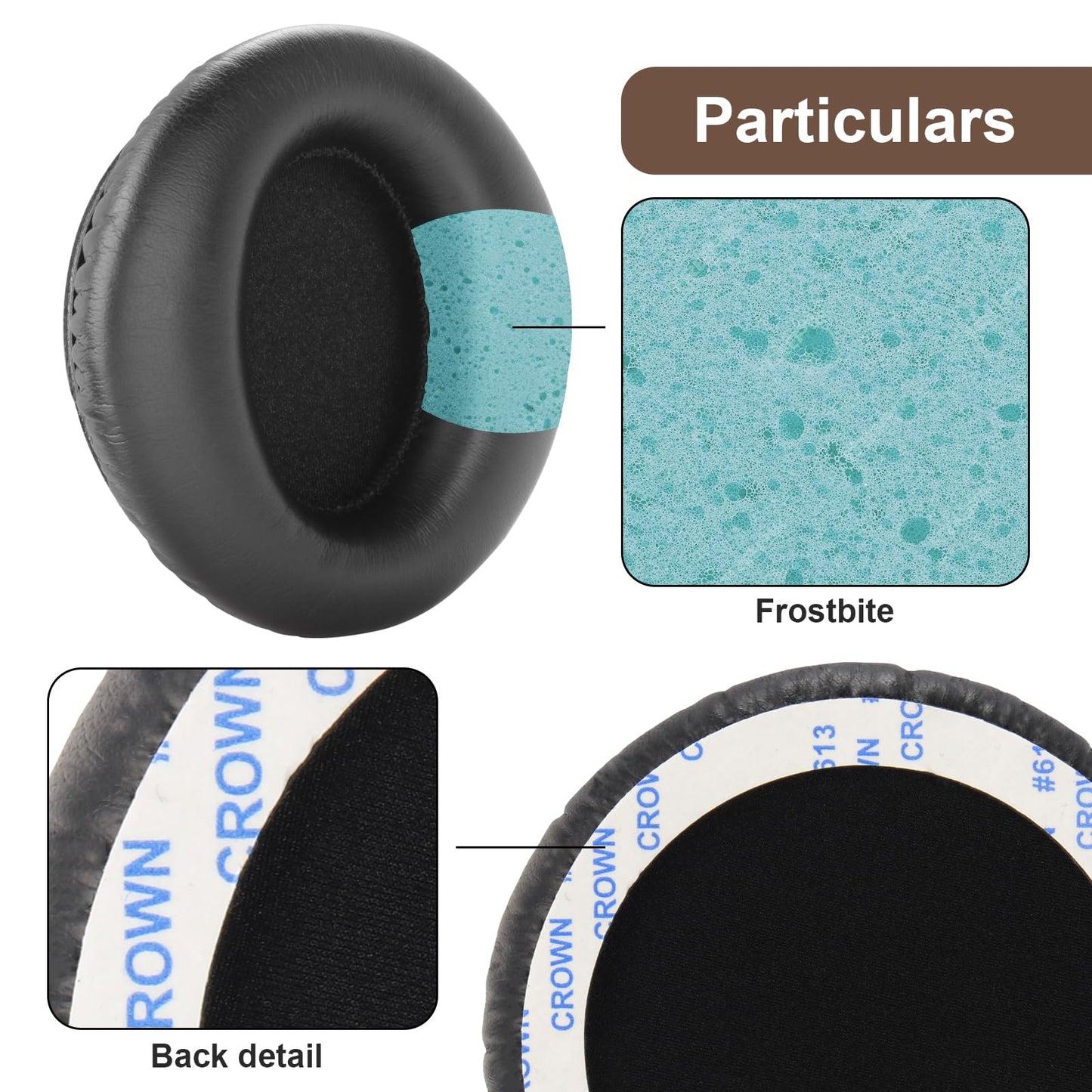 COWIN E7 Ear Pads Replacement Round Ear Cushions Compatible with COWIN E7 / E7 Pro Active Noise Cancelling Headphone Soft Protein Leather and Noise