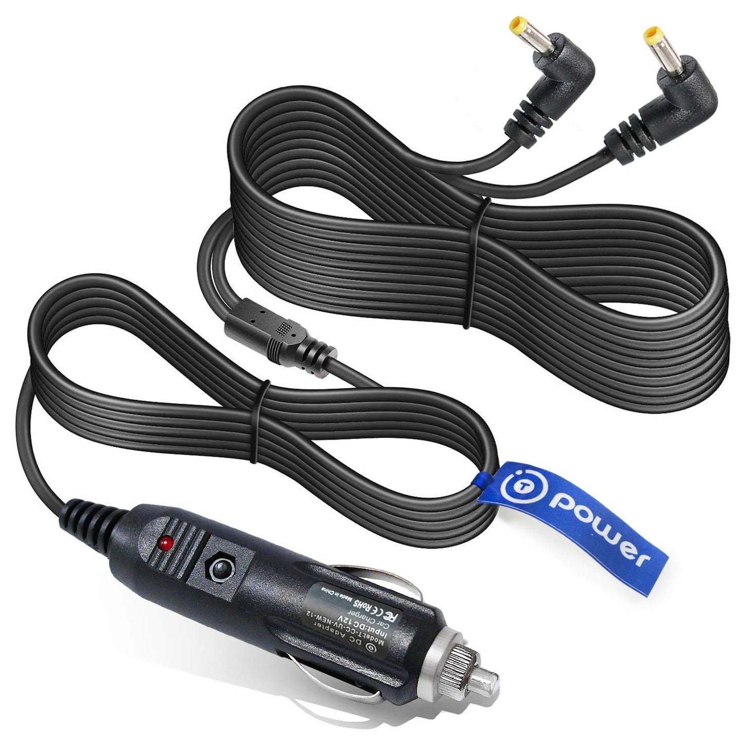 T POWER Dual Screen Auto Car Charger Ac Dc Adapter for Ematic Proscan Spectroniq FUNAVO WONNIE Milanix NaviSkauto Portable DVD Player Dual-Screens…