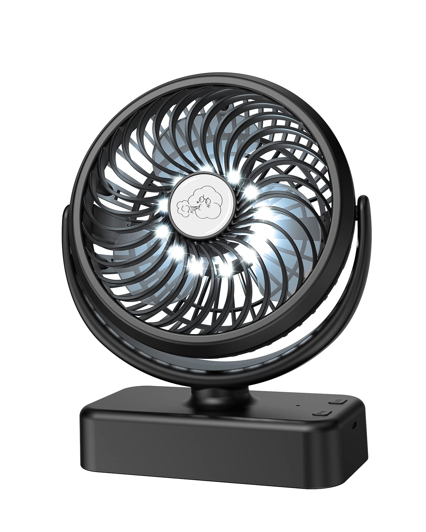REENUO Portable Camping Fan, Small Tent Fan with Hanging Hook, 40 Working Hours Rechargeable USB Battery Fan with LED Lights for Desk, Bedroom, Travel